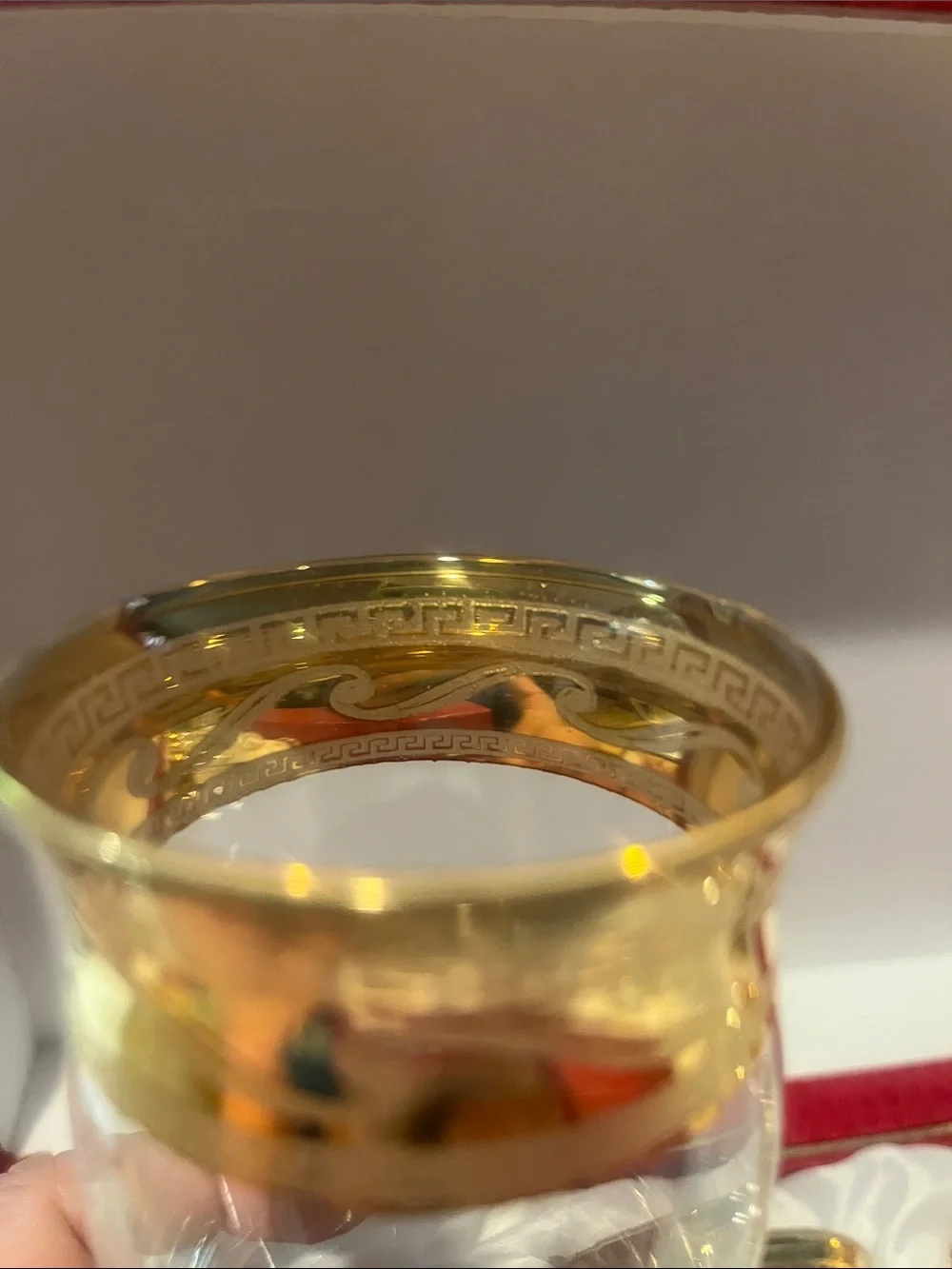 Set of 12 Cristalleria Fumo Gold-Rimmed Glasses